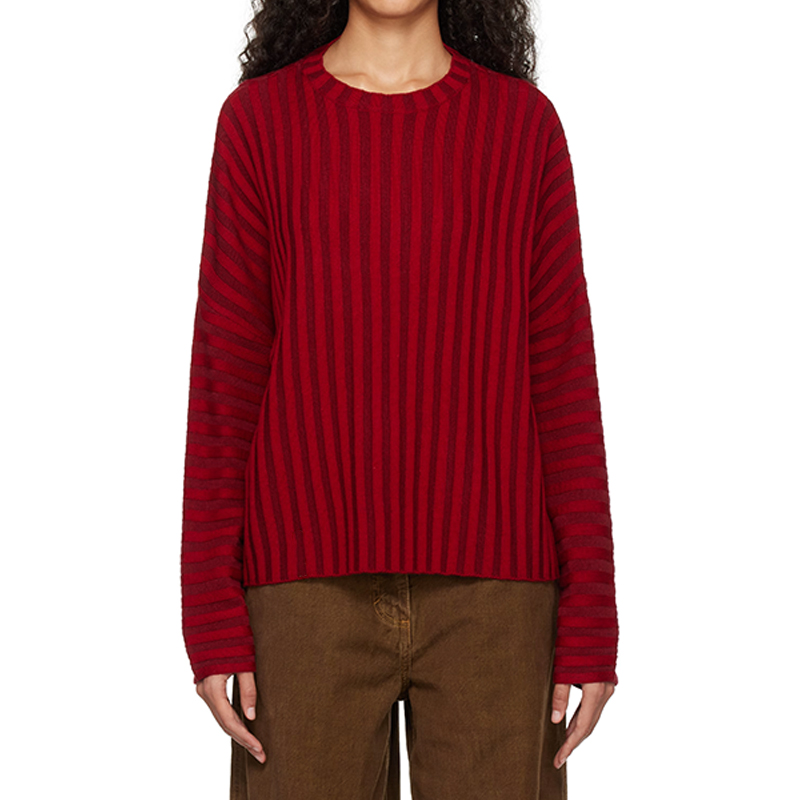 hongfeng creates custom christmas sweater striped with charming red striped knitwear for winter.